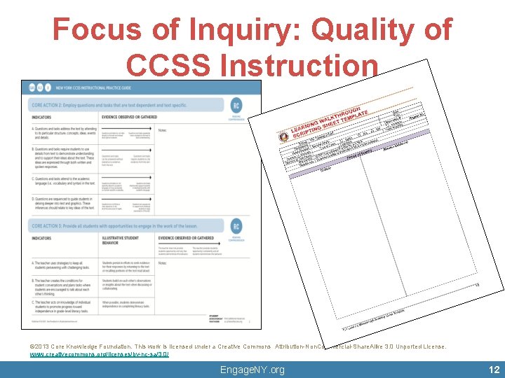 Focus of Inquiry: Quality of CCSS Instruction © 2013 Core Knowledge Foundation. This work
