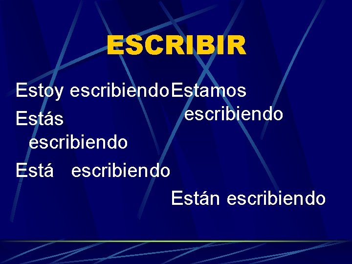 ESCRIBIR Estoy escribiendo Estamos escribiendo Están escribiendo 