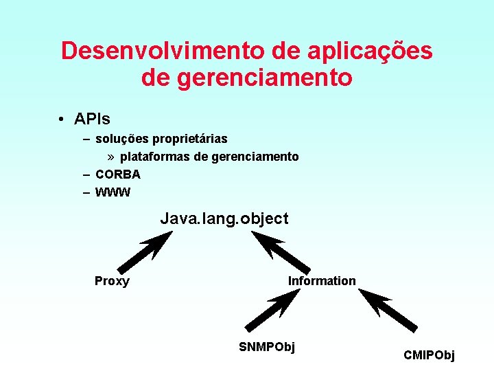 Desenvolvimento de aplicações de gerenciamento • APIs – soluções proprietárias » plataformas de gerenciamento