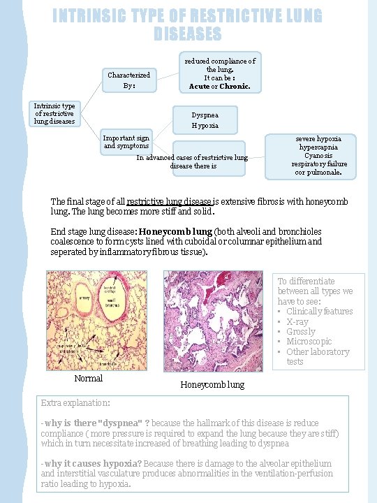 INTRINSIC TYPE OF RESTRICTIVE LUNG DISEASES Characterized By : Intrinsic type of restrictive lung
