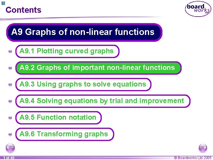 Contents A 9 Graphs of non-linear functions A A 9. 1 Plotting curved graphs