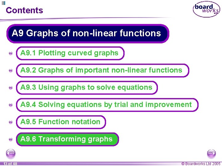 Contents A 9 Graphs of non-linear functions A A 9. 1 Plotting curved graphs