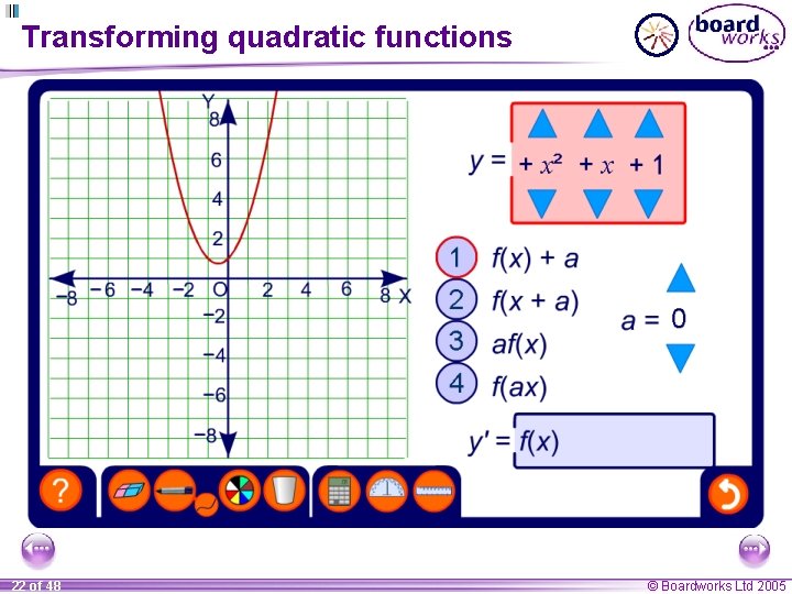 Transforming quadratic functions 22 of 48 © Boardworks Ltd 2005 