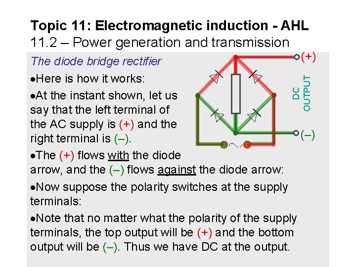 Topic 11: Electromagnetic induction - AHL 11. 2 – Power generation and transmission DC