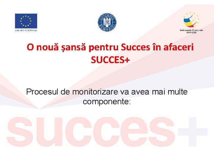 O nouă șansă pentru Succes în afaceri SUCCES+ Procesul de monitorizare va avea mai