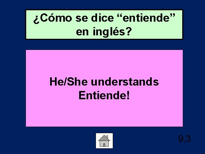 ¿Cómo se dice “entiende” en inglés? He/She understands Entiende! 9, 3 