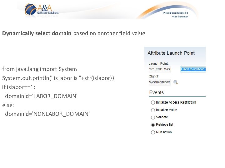 Dynamically select domain based on another field value from java. lang import System. out.