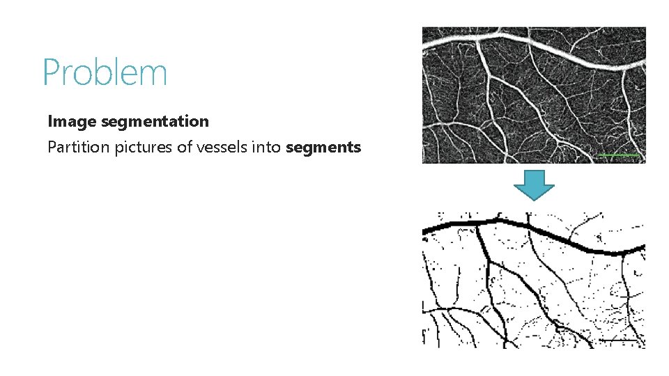 Problem Image segmentation Partition pictures of vessels into segments 