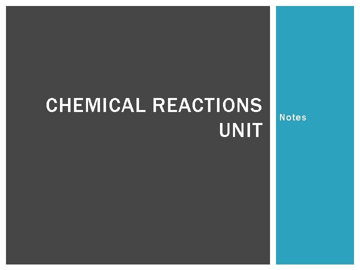 CHEMICAL REACTIONS UNIT Notes 