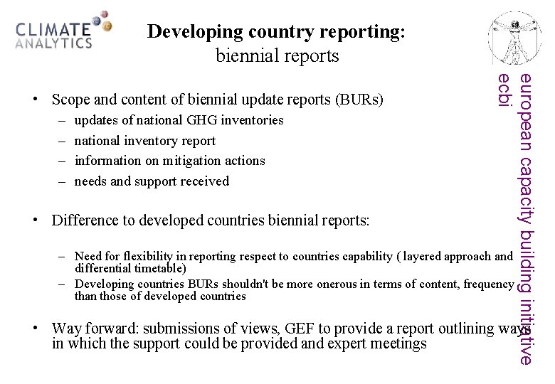 Developing country reporting: biennial reports – – updates of national GHG inventories national inventory