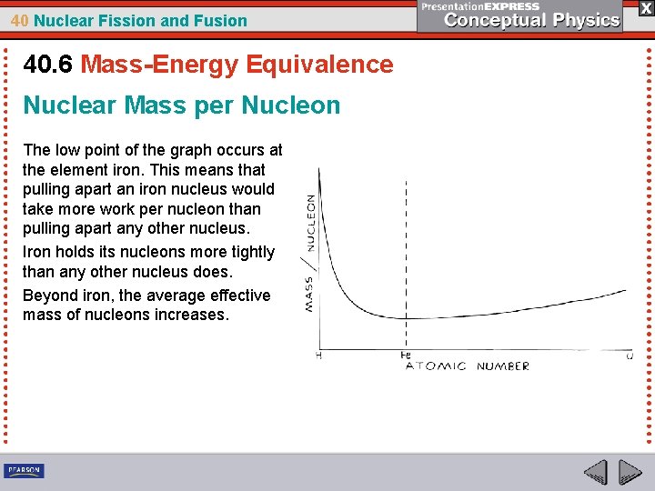 40 Nuclear Fission and Fusion 40. 6 Mass-Energy Equivalence Nuclear Mass per Nucleon The