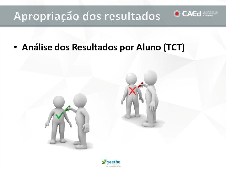 Apropriação dos resultados • Análise dos Resultados por Aluno (TCT) 