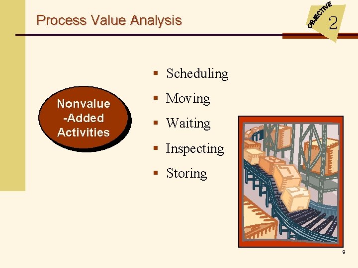 Process Value Analysis 2 § Scheduling Nonvalue -Added Activities § Moving § Waiting §
