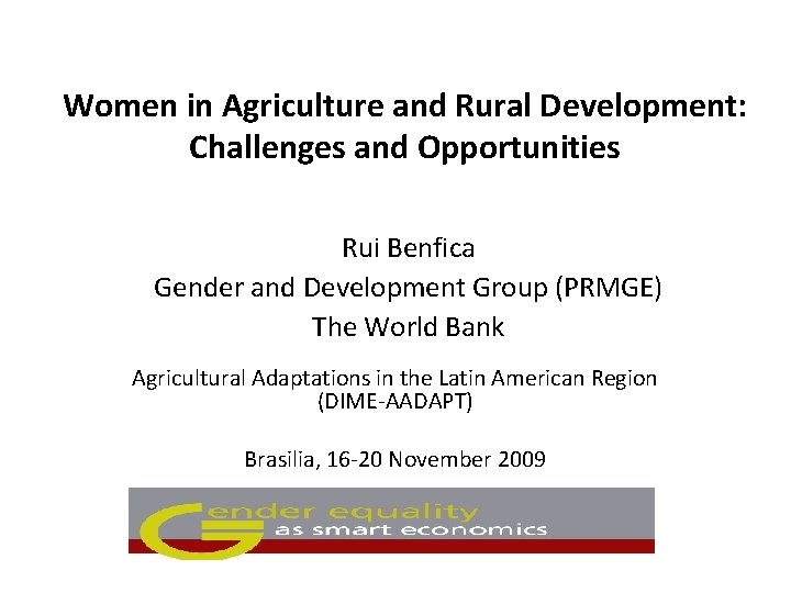 Women in Agriculture and Rural Development Challenges and