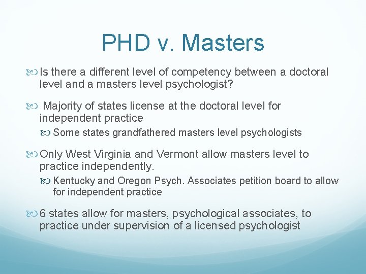 PHD v. Masters Is there a different level of competency between a doctoral level