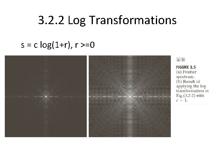 3. 2. 2 Log Transformations s = c log(1+r), r >=0 