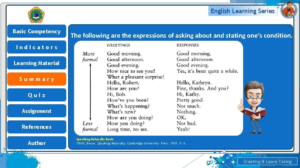 English Learning Series Basic Competency The following are the expressions of asking about and