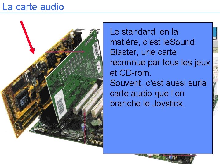 La carte audio Le standard, en la matière, c’est le. Sound Blaster, une carte