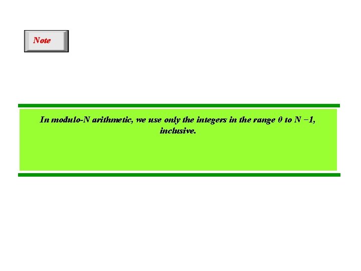 Note In modulo-N arithmetic, we use only the integers in the range 0 to