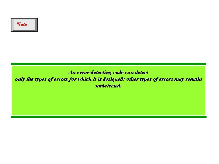 Note An error-detecting code can detect only the types of errors for which it