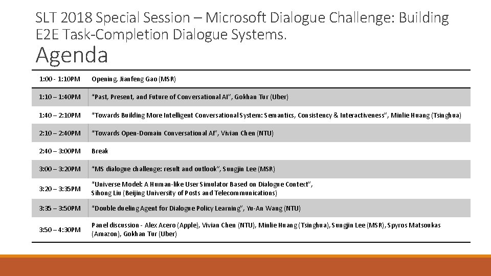 SLT 2018 Special Session – Microsoft Dialogue Challenge: Building E 2 E Task-Completion Dialogue