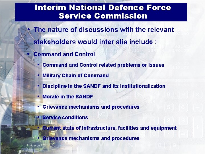 Interim National Defence Force Service Commission Presentation to