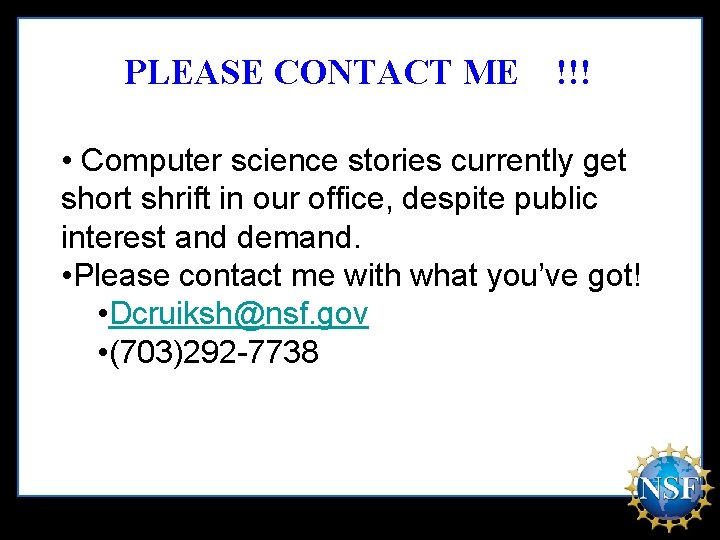 PLEASE CONTACT ME !!! • Computer science stories currently get short shrift in our