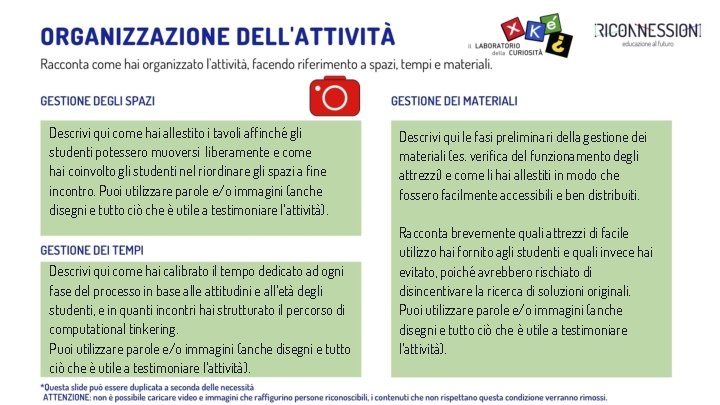 Descrivi qui come hai allestito i tavoli affinché gli studenti potessero muoversi liberamente e