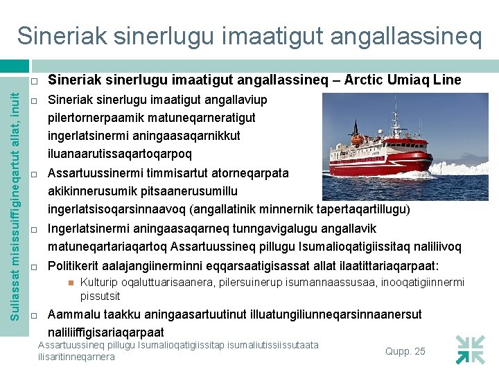 Sineriak sinerlugu imaatigut angallassineq Suliassat misissuiffigineqartut allat, inuit Sineriak sinerlugu imaatigut angallassineq – Arctic