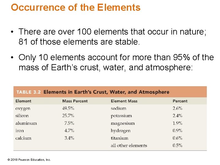 Occurrence of the Elements • There are over 100 elements that occur in nature;