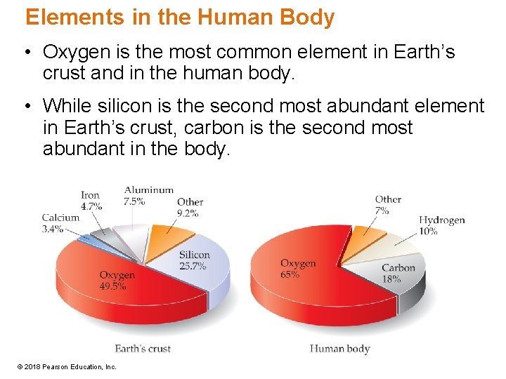 Elements in the Human Body • Oxygen is the most common element in Earth’s