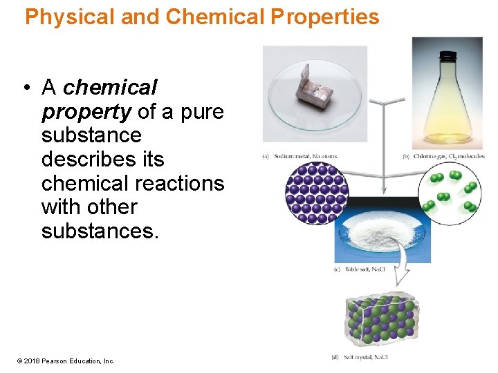Physical and Chemical Properties • A chemical property of a pure substance describes its