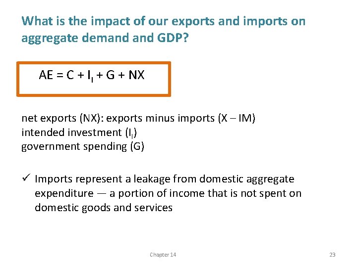 What is the impact of our exports and imports on aggregate demand GDP? AE