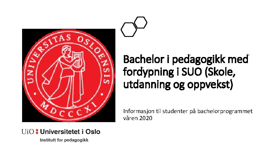 Bachelor i pedagogikk med fordypning i SUO (Skole, utdanning og oppvekst) Informasjon til studenter