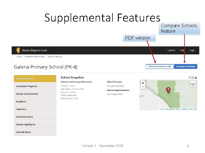Supplemental Features Compare Schools feature PDF version Version 1 November 2016 8 