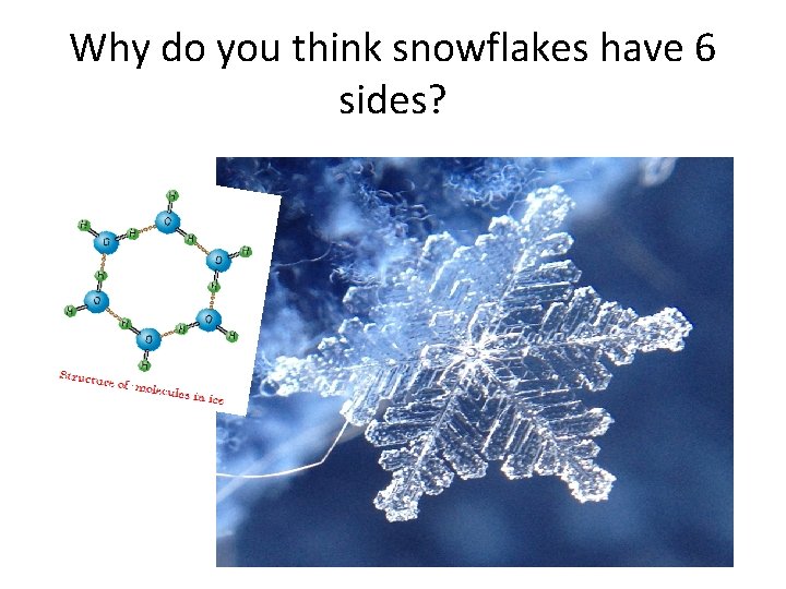 Why do you think snowflakes have 6 sides? 