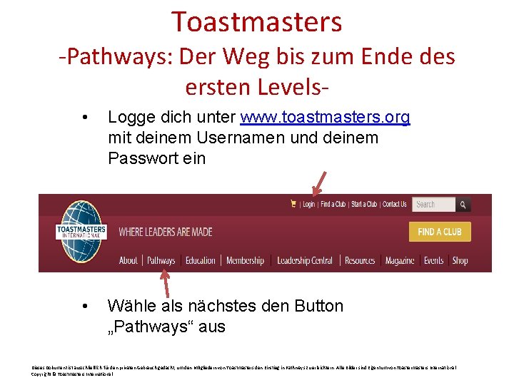Toastmasters -Pathways: Der Weg bis zum Ende des ersten Levels • Logge dich unter