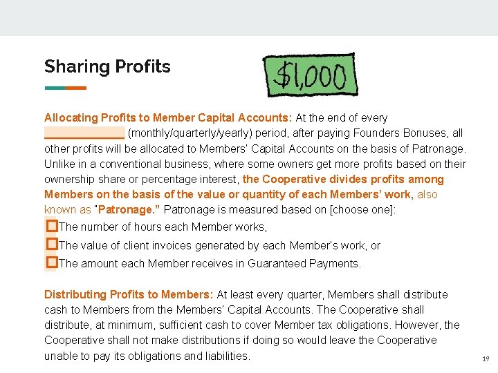 Sharing Profits Allocating Profits to Member Capital Accounts: At the end of every _______