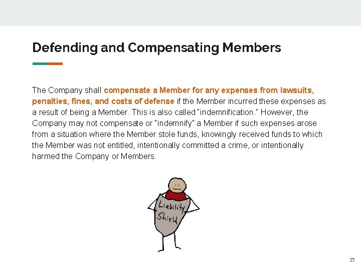 Defending and Compensating Members The Company shall compensate a Member for any expenses from