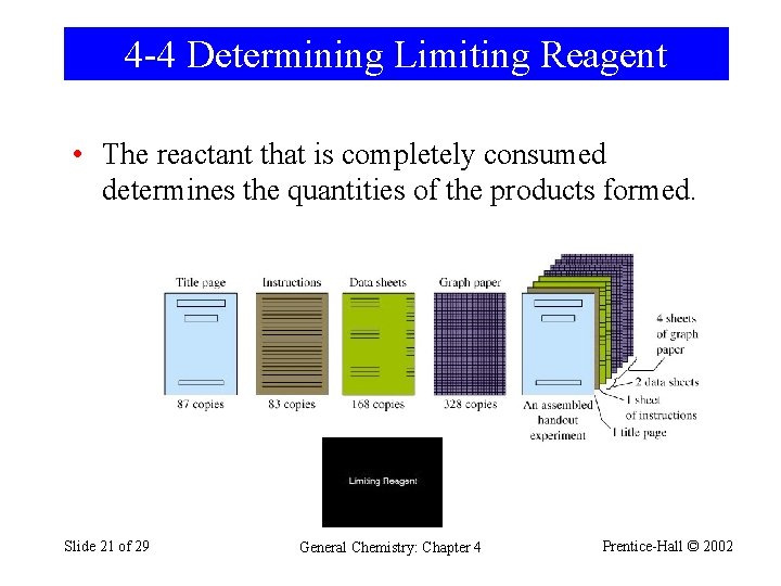 4 -4 Determining Limiting Reagent • The reactant that is completely consumed determines the