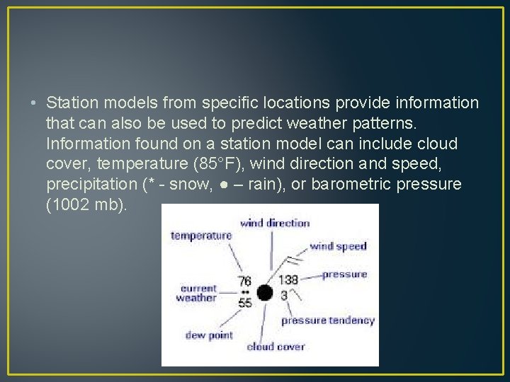  • Station models from specific locations provide information that can also be used