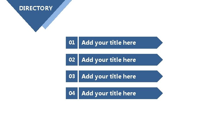 DIRECTORY 01 Add your title here 02 Add your title here 03 Add your