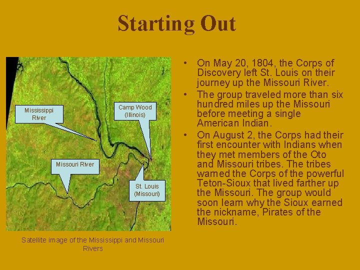 Starting Out Camp Wood (Illinois) Mississippi River Missouri River St. Louis (Missouri) Satellite image