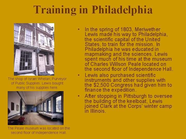 Training in Philadelphia The shop of Israel Whelan, Purveyor of Public Supplies. Lewis bought