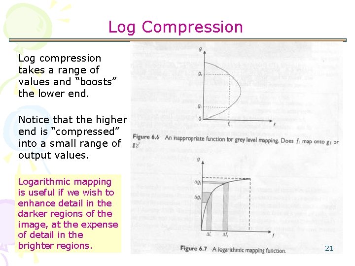 Log Compression Log compression takes a range of values and “boosts” the lower end.