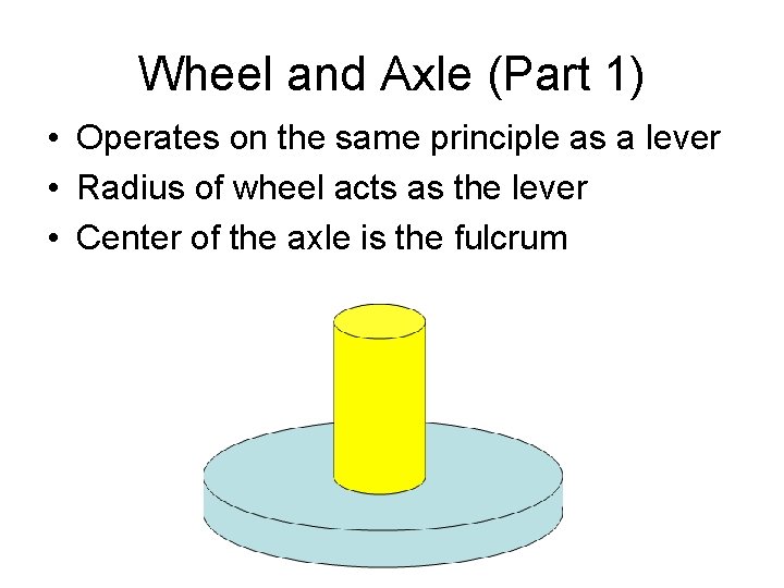 Wheel and Axle (Part 1) • Operates on the same principle as a lever