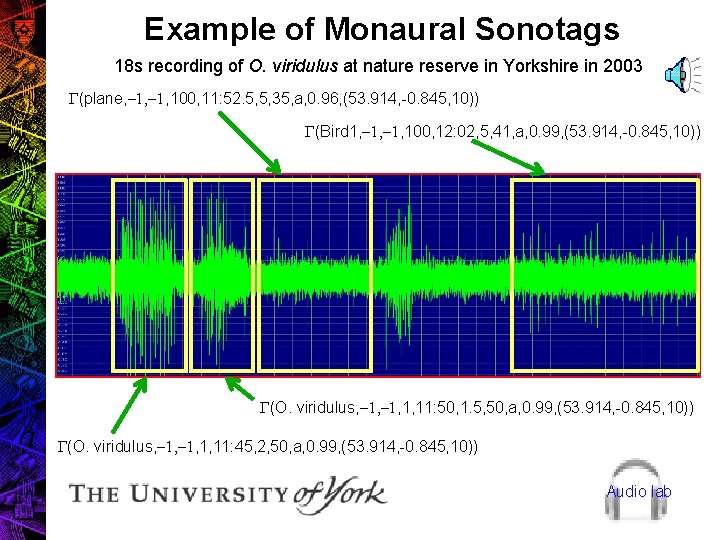 Example of Monaural Sonotags 18 s recording of O. viridulus at nature reserve in