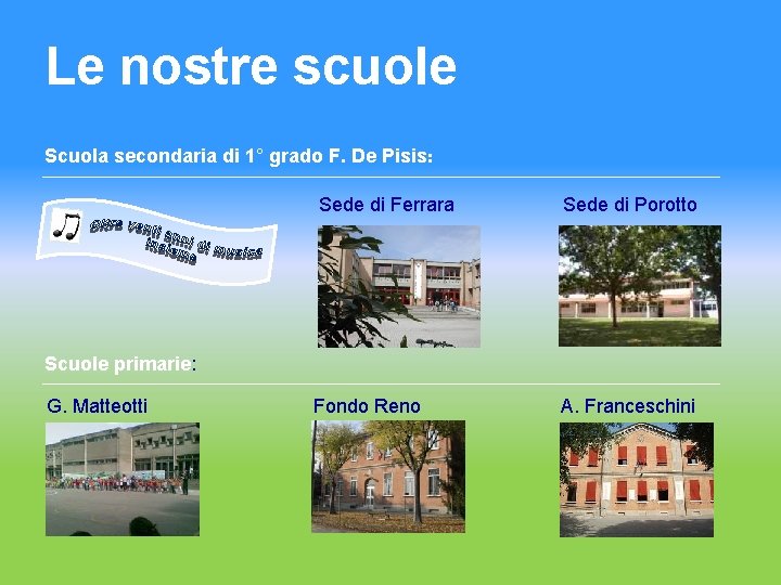 Le nostre scuole Scuola secondaria di 1° grado F. De Pisis: Sede di Ferrara