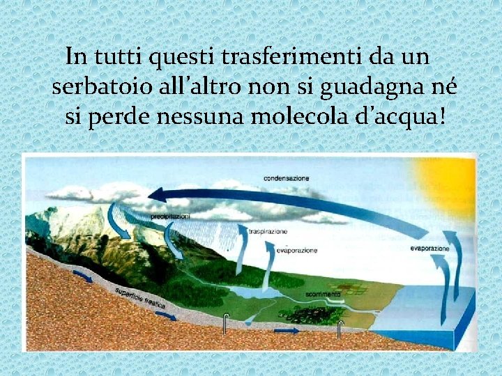 In tutti questi trasferimenti da un serbatoio all’altro non si guadagna né si perde