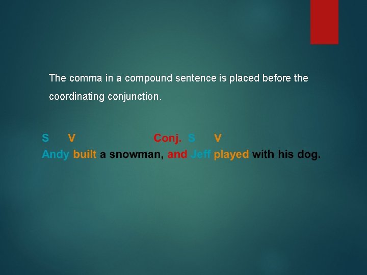 The comma in a compound sentence is placed before the coordinating conjunction. 